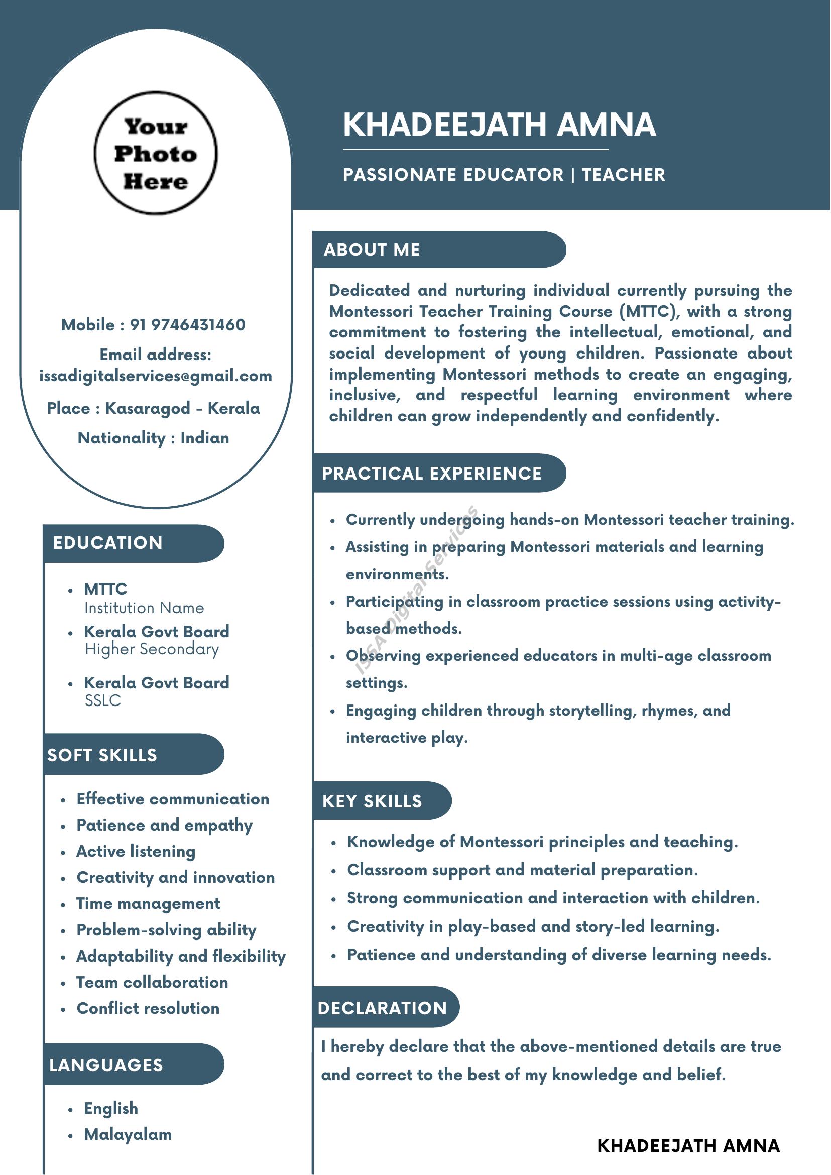 Professional CV Sample Design